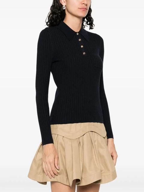 SANDRO ribbed knit polo top - Blue - zdjęcie produktu nr 2
