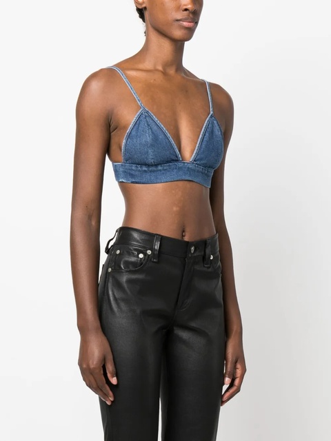 AGOLDE triangle-cup denim crop top - Blue - zdjęcie produktu nr 1