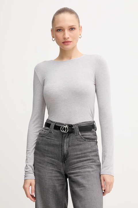 Mos Mosh longsleeve z domieszką wełny PETRI kolor szary 172880 - zdjęcie produktu nr 1