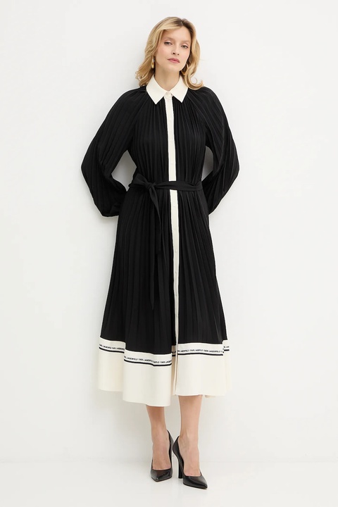 Karl Lagerfeld sukienka kolor czarny midi oversize A4W13047 - zdjęcie produktu nr 2