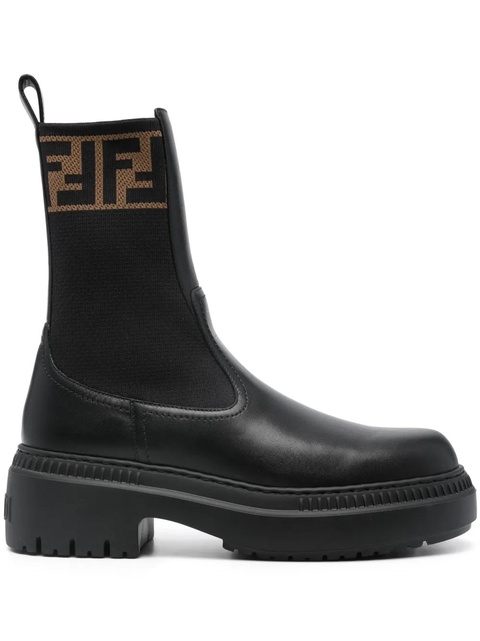 FENDI Domino leather ankle boots - Black - zdjęcie produktu nr 1