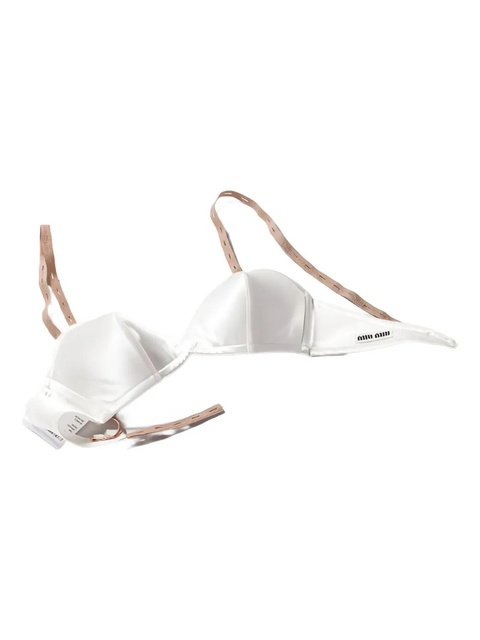 Miu Miu logo-patch satin bra - White - zdjęcie produktu nr 1