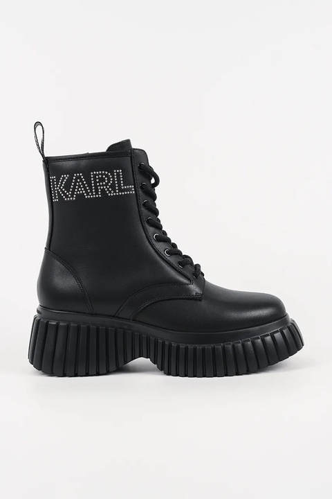 Karl Lagerfeld botki skórzane KREEPER WEDGE damskie kolor czarny na platformie KL44475 - zdjęcie produktu nr 1