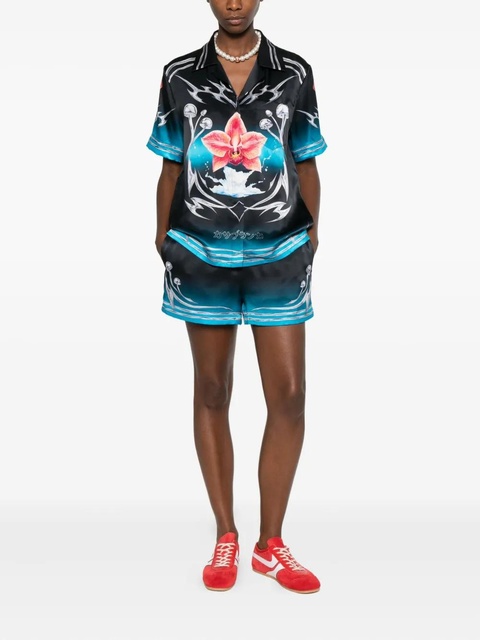 Casablanca orchid-print silk shirt - Black - zdjęcie produktu nr 1