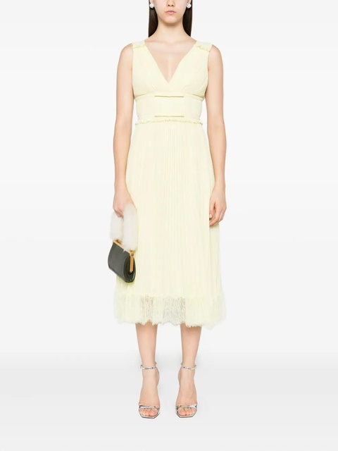 Self-Portrait georgette frill midi dress - Yellow - zdjęcie produktu nr 2
