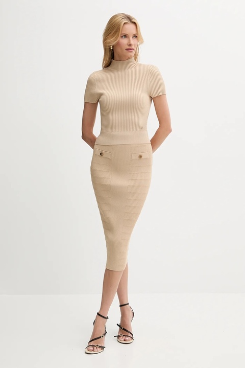 Guess sweter JAYLA damski kolor beżowy z półgolfem W5YR04 Z0040 - zdjęcie produktu nr 2