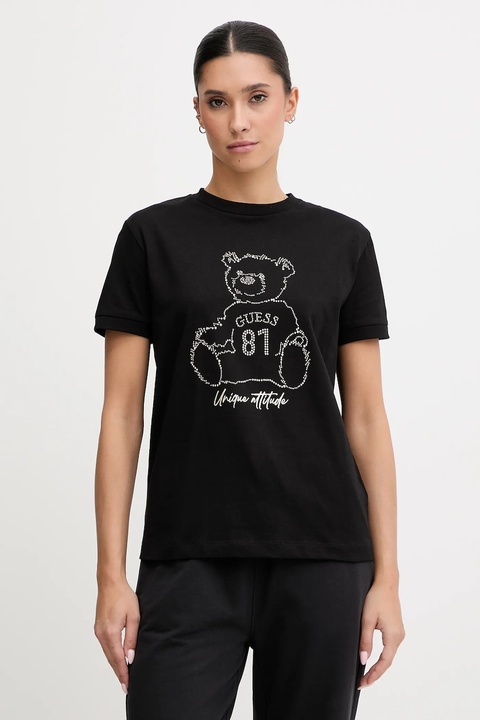 Guess t-shirt bawełniany damski kolor czarny V5BI16 K8FQ4 - zdjęcie produktu nr 1