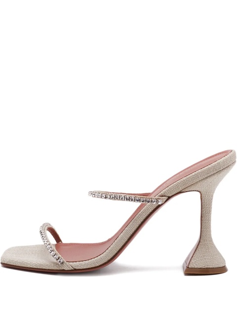 Amina Muaddi 100mm crystal strap sandals - White - zdjęcie produktu nr 1
