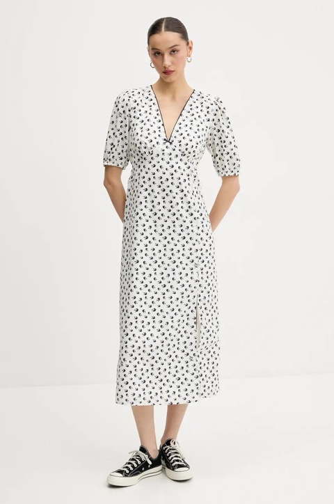 Tommy Jeans sukienka kolor beżowy midi prosta DW0DW20336 - zdjęcie produktu nr 2