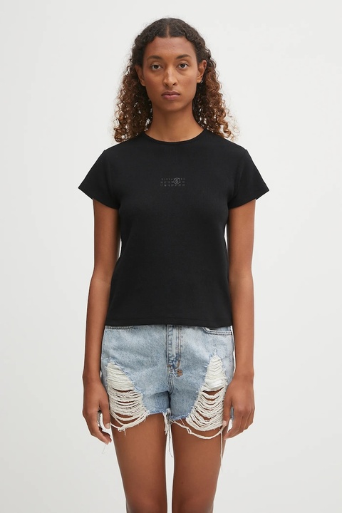 MM6 Maison Margiela t-shirt z domieszką wełny damski kolor czarny S52GC0357.M20122.900 - zdjęcie produktu nr 1