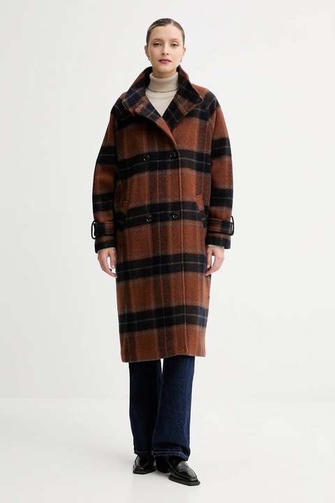 Sessun płaszcz z dodatkiem wełny kolor brązowy 25112023 - zdjęcie produktu nr 1