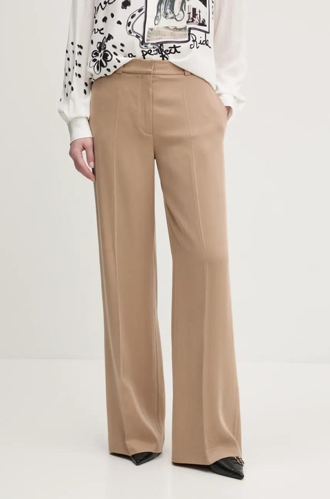 HUGO spodnie damskie kolor beżowy szerokie high waist 50540807 - zdjęcie produktu nr 1