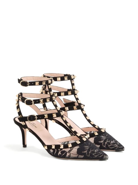Valentino Garavani 65mm Rockstud lace stud pumps - Black - zdjęcie produktu nr 2