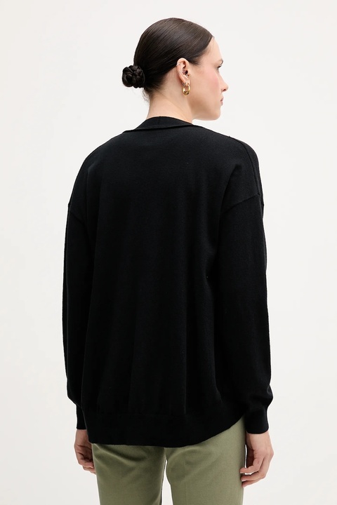 Sisley kardigan z domieszką wełny damski kolor czarny lekki 1KHTM602P - zdjęcie produktu nr 2