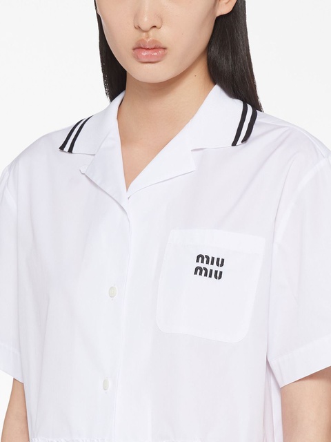 Miu Miu logo-print poplin minidress - White - zdjęcie produktu nr 2
