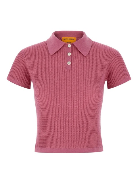 Guest In Residence waffle-knit polo shirt - Pink - zdjęcie produktu nr 1