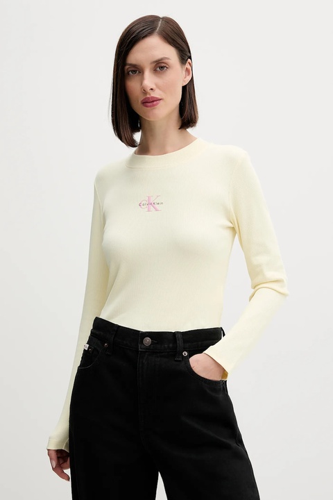 Calvin Klein Jeans longsleeve kolor żółty LV047A803G - zdjęcie produktu nr 1