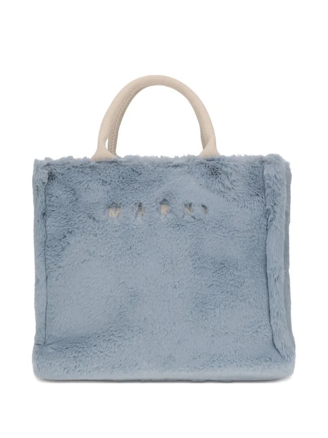 Marni fur-trimmed tote bag - Blue - zdjęcie produktu nr 1