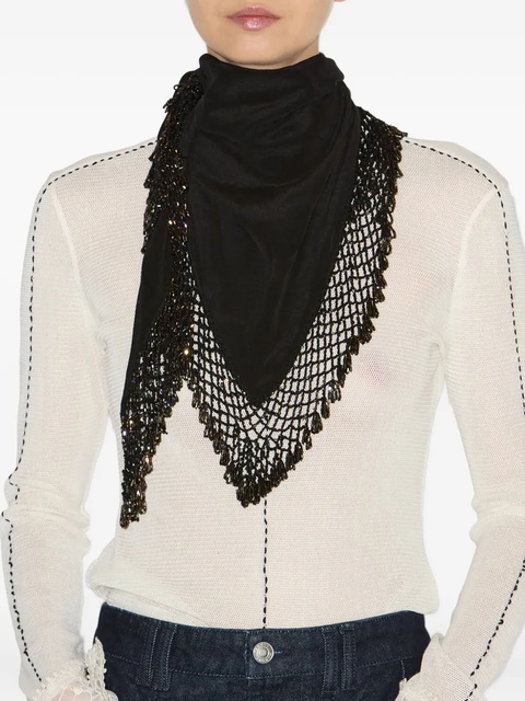 ISABEL MARANT Ezane beaded neckerchief - Black - zdjęcie produktu nr 1