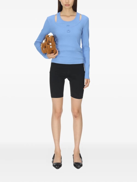 Marine Serre moon-logo round-neck top - Blue - zdjęcie produktu nr 1