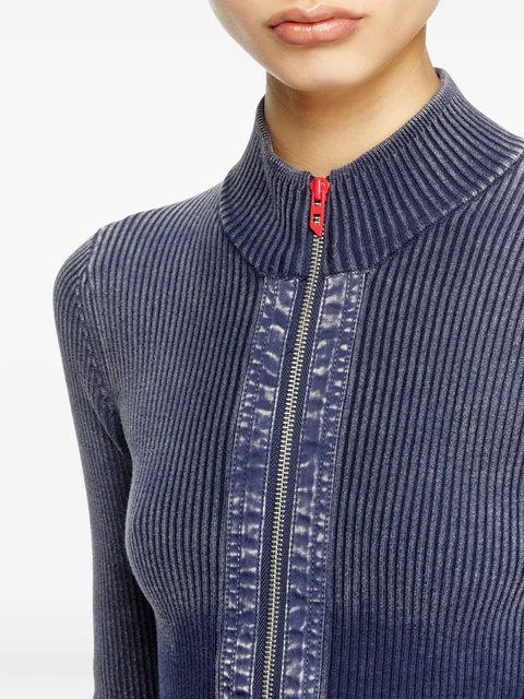 Diesel M-Melissa rib-knit denim-pockets cardigan - Blue - zdjęcie produktu nr 2