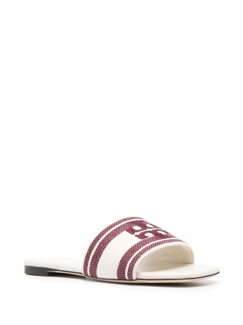 Tory Burch logo-embroidered open-toe flat slides - zdjęcie produktu nr 2