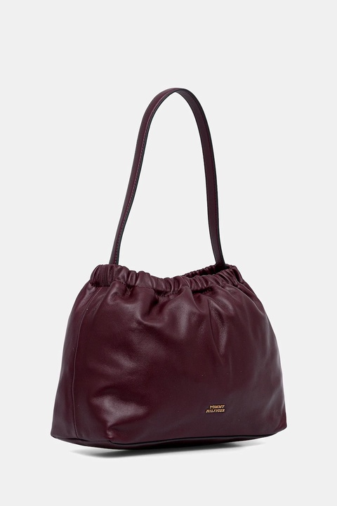 Tommy Hilfiger torebka skórzana kolor bordowy AW0AW18307 - zdjęcie produktu nr 1