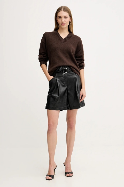 BOSS Orange szorty damskie kolor czarny gładkie high waist 50547323 - zdjęcie produktu nr 1