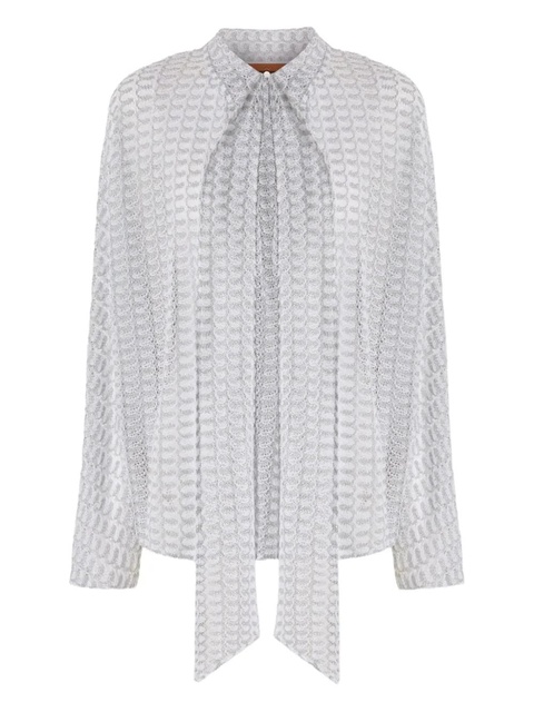 Missoni sash-collar lamé blouse - Silver - zdjęcie produktu nr 1