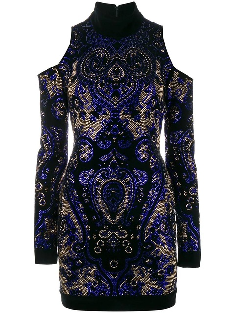 Balmain cold-shoulder mini dress - Blue - zdjęcie produktu nr 1