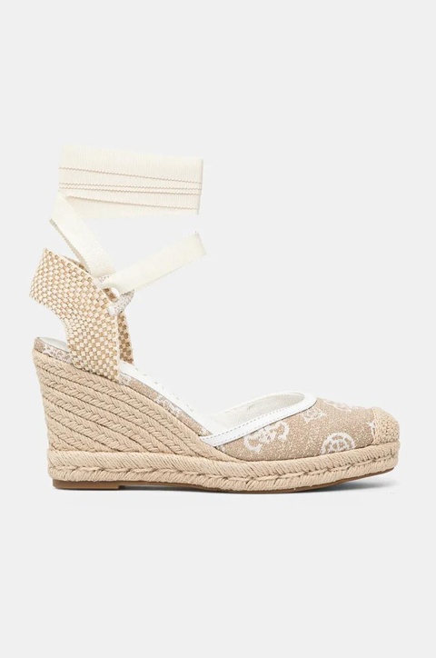 Guess espadryle CYRENA kolor beżowy na koturnie FLJCYR FAB04 - zdjęcie produktu nr 2