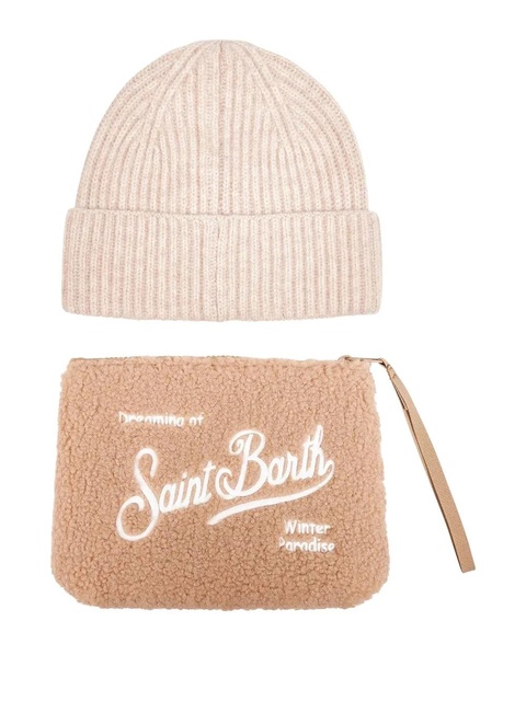 MC2 Saint Barth ribbed embroidery beanie pouch (set of two) - Brown - zdjęcie produktu nr 1