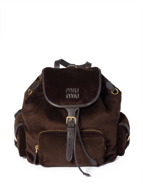 Miu Miu large corduroy backpack - Brown - zdjęcie produktu nr 1