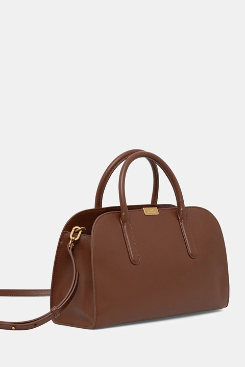 Tommy Hilfiger torebka skórzana kolor brązowy AW0AW18205 - zdjęcie produktu nr 1