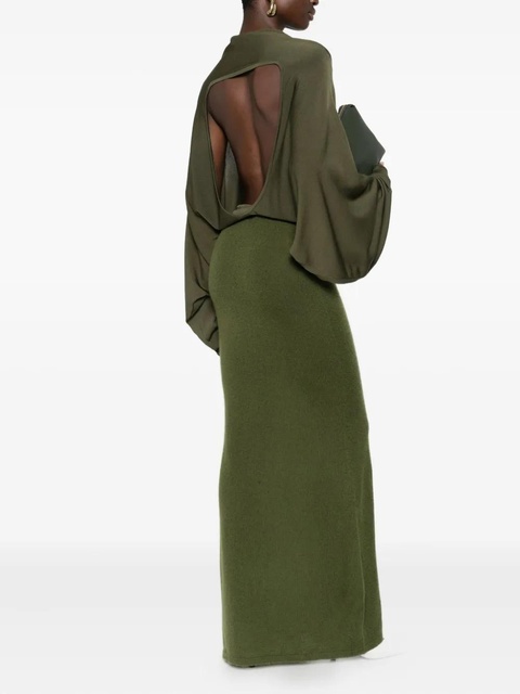 Aya Muse cape-detail maxi dress - Green - zdjęcie produktu nr 2