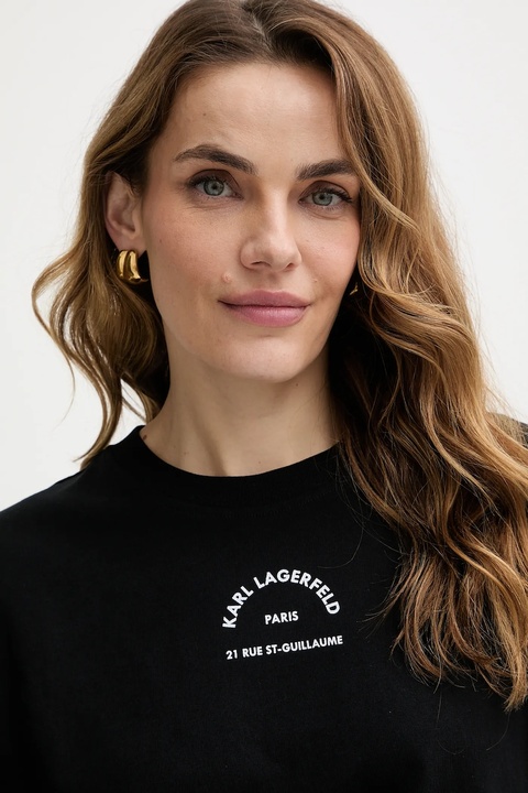 Karl Lagerfeld t-shirt bawełniany damski kolor czarny B1W17032 - zdjęcie produktu nr 2
