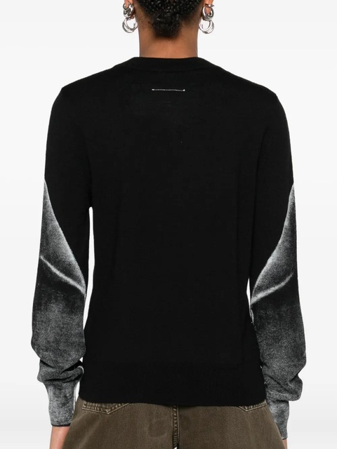MM6 Maison Margiela V-neck graphic-print sweater - Black - zdjęcie produktu nr 2