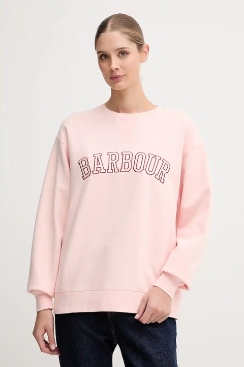 Barbour bluza bawełniana damska kolor różowy z aplikacją LOL0591 - zdjęcie produktu nr 1