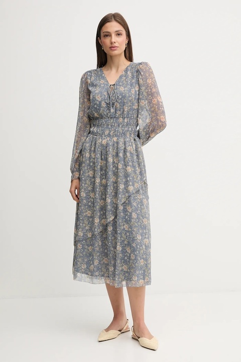 Pepe Jeans sukienka kolor niebieski midi rozkloszowana PL9537692 - zdjęcie produktu nr 1