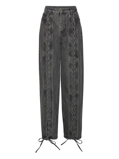 ROTATE BIRGER CHRISTENSEN laced-leg cotton pants - Grey - zdjęcie produktu nr 1