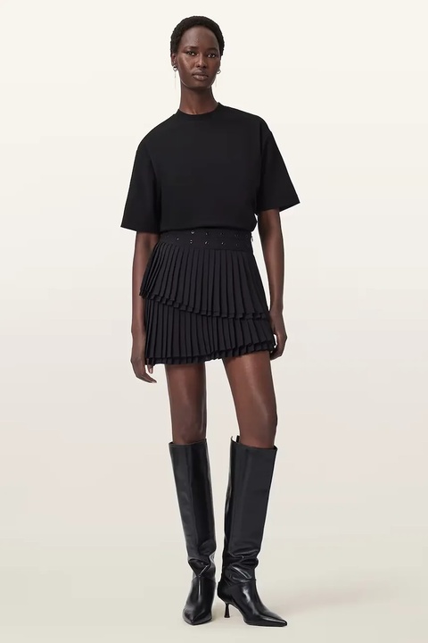AllSaints spódnica OONA kolor czarny mini prosta W012RD - zdjęcie produktu nr 1