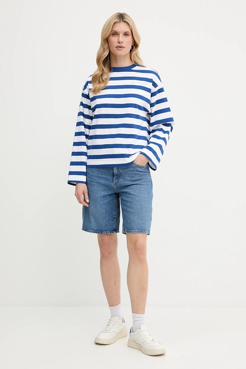 G-Star szorty jeansowe damskie kolor niebieski gładkie high waist D26268-D436 - zdjęcie produktu nr 2