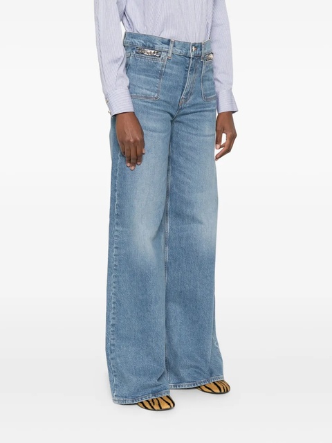 Maje chain-embellished flared jeans - Blue - zdjęcie produktu nr 2