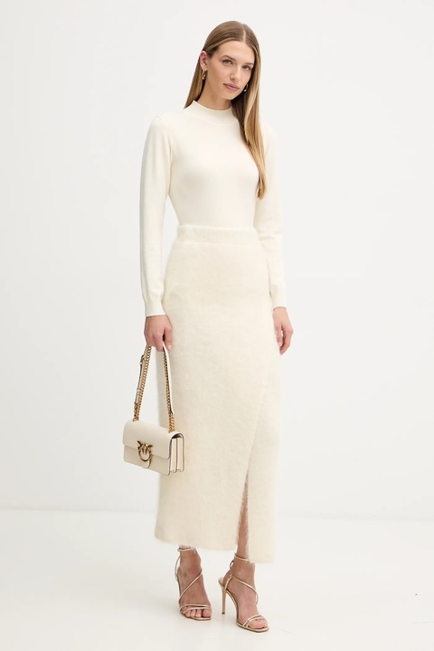 Marciano Guess spódnica z dodatkiem wełny AGNES kolor beżowy maxi ołówkowa 5BGD02 5794Z - zdjęcie produktu nr 2