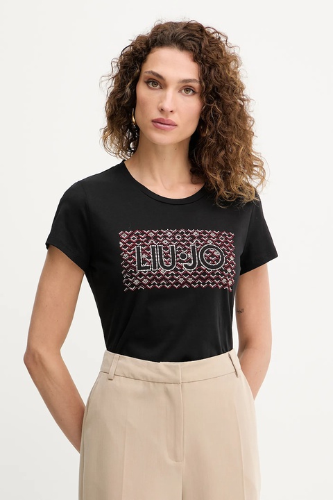 Liu Jo t-shirt bawełniany damski kolor czarny MF5456 JS923 - zdjęcie produktu nr 1