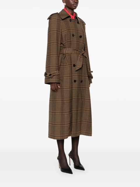 Saint Laurent double-breasted checked trench coat - Brown - zdjęcie produktu nr 2