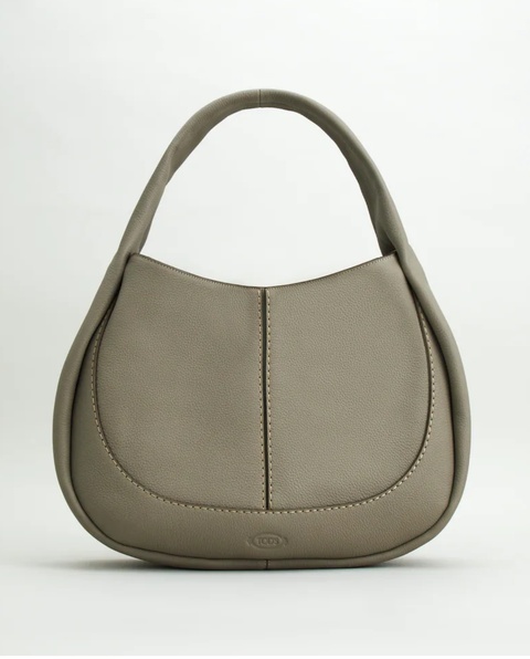 TOD'S - Szara torba ze skóry Hobo Medium - zdjęcie produktu nr 1