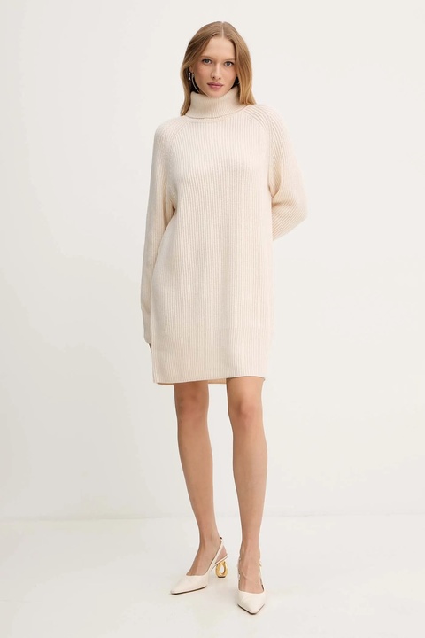 BOSS sukienka wełniana kolor beżowy mini oversize 50548795 - zdjęcie produktu nr 2