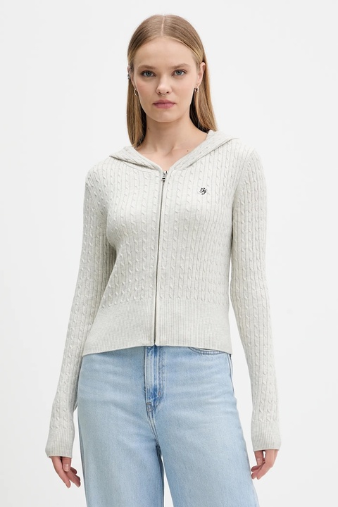 Guess Jeans kardigan z domieszką jedwabiu damska kolor szary lekki W5BR04 Z3HO2 - zdjęcie produktu nr 1