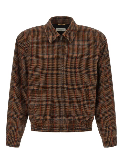 Saint Laurent check-pattern bomber jacket - Brown - zdjęcie produktu nr 2